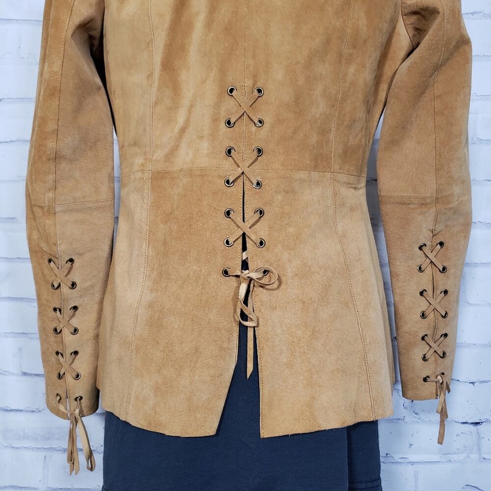 Cyle & Chloe Leather Jacket Lace Up Back Size Small - Picture 2 of 10